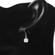 Diamond Clear CZ Sterling Silver Dangling Earrings, e435